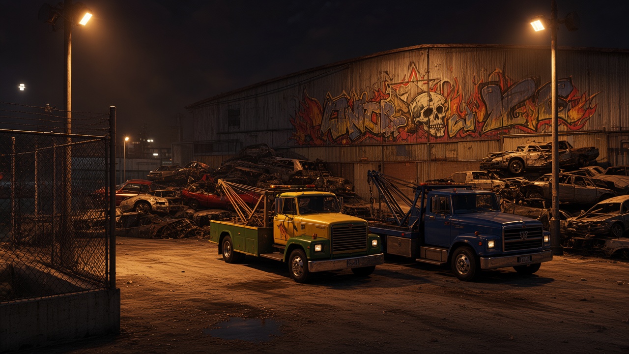 Ironclad yard at night